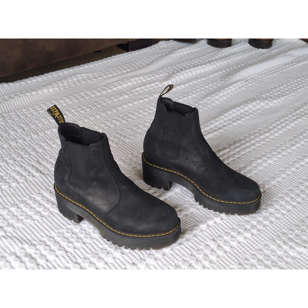 Dr Martens Romerty Platform Chelsea Leather Boots Sz 7 Black Women's
